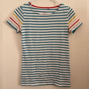 Boden Blue & White Striped T-Shirt, 100% cotton, Size 2
